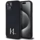 KARL LAGERFELD case IPHONE 15 MagSafe KLHMP15SSCMKMPCK (Silicone Initial Metal Logo) tok, fekete