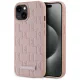 Karl Lagerfeld Leather Monogram  Metal Logo MagSafe iPhone 15 tok, rózsaszín