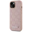 Karl Lagerfeld Leather Monogram  Metal Logo MagSafe iPhone 15 tok, rózsaszín