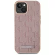 Karl Lagerfeld Leather Monogram  Metal Logo MagSafe iPhone 15 tok, rózsaszín
