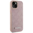 Karl Lagerfeld Leather Monogram  Metal Logo MagSafe iPhone 15 tok, rózsaszín