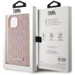 Karl Lagerfeld Leather Monogram  Metal Logo MagSafe iPhone 15 tok, rózsaszín