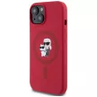 Karl Lagerfeld Silicone Karl&Choupette Heads Ring MagSafe iPhone 15 tok, piros