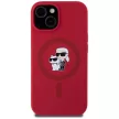 Karl Lagerfeld Silicone Karl&Choupette Heads Ring MagSafe iPhone 15 tok, piros