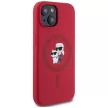 Karl Lagerfeld Silicone Karl&Choupette Heads Ring MagSafe iPhone 15 tok, piros