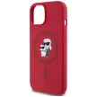 Karl Lagerfeld Silicone Karl&Choupette Heads Ring MagSafe iPhone 15 tok, piros