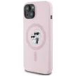 Karl Lagerfeld Silicone Karl&Choupette MagSafe iPhone 15 tok, rózsaszín