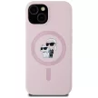 Karl Lagerfeld Silicone Karl&Choupette MagSafe iPhone 15 tok, rózsaszín