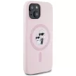 Karl Lagerfeld Silicone Karl&Choupette MagSafe iPhone 15 tok, rózsaszín