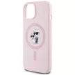 Karl Lagerfeld Silicone Karl&Choupette MagSafe iPhone 15 tok, rózsaszín