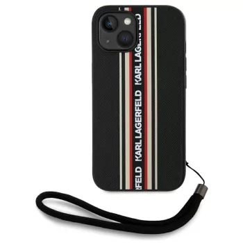   Karl Lagerfeld Saffiano Athleisure Stripes Cord iPhone 15 tok, piros