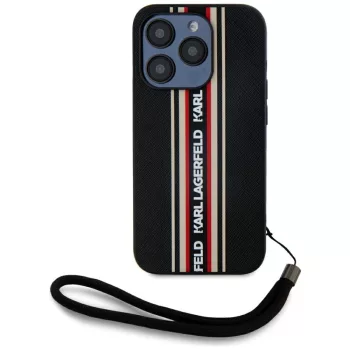   Karl Lagerfeld Saffiano Athleisure Stripes Cord iPhone 15 Pro tok, piros