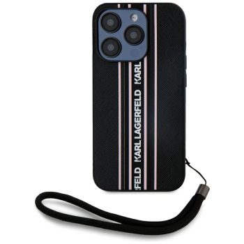   Karl Lagerfeld Saffiano Athleisure Stripes Cord iPhone 15 Pro Max tok, rózsaszín
