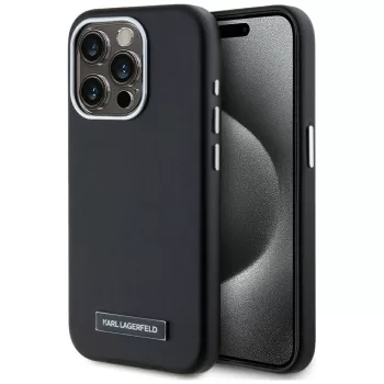   Karl Lagerfeld FW Metal Plate MagSafe iPhone 15 Pro tok, fekete
