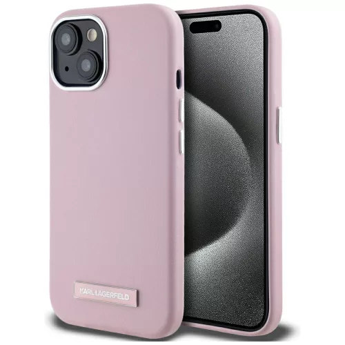 Karl Lagerfeld FW Metal Plate  MagSafe iPhone 15 tok, rózsaszín