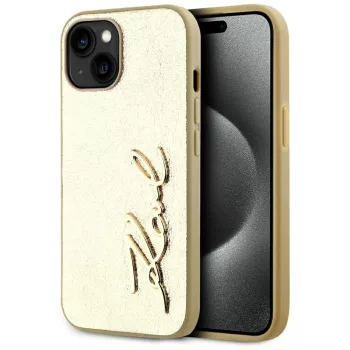   Karl Lagerfeld Wrinkled Metal  Signature iPhone 15 tok, arany