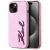 Karl Lagerfeld Wrinkled Metal  Signature iPhone 15 tok, rózsaszín