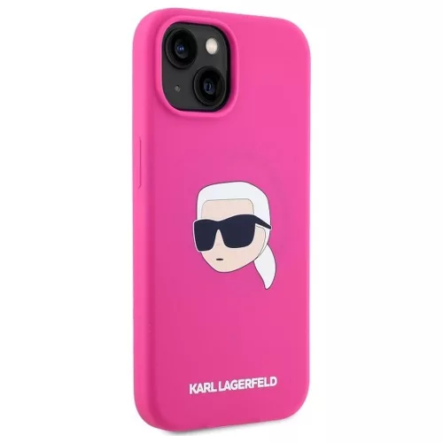 Karl Lagerfeld KLHMP15SSKHPPLF iPhone 15 6.1" Silicone Karl Head Print MagSafe tok, rózsaszín