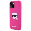 Karl Lagerfeld KLHMP15SSKHPPLF iPhone 15 6.1" Silicone Karl Head Print MagSafe tok, rózsaszín