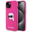 Karl Lagerfeld KLHMP15SSKHPPLF iPhone 15 6.1" Silicone Karl Head Print MagSafe tok, rózsaszín