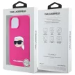 Karl Lagerfeld KLHMP15SSKHPPLF iPhone 15 6.1" Silicone Karl Head Print MagSafe tok, rózsaszín