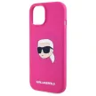 Karl Lagerfeld KLHMP15SSKHPPLF iPhone 15 6.1" Silicone Karl Head Print MagSafe tok, rózsaszín