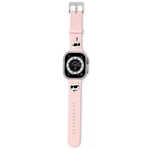Karl Lagerfeld KLAWLSLKCNP 3D Rubber Karl&Choupette Heads Apple Watch 42/44/45/49mm óraszíj, rózsaszín