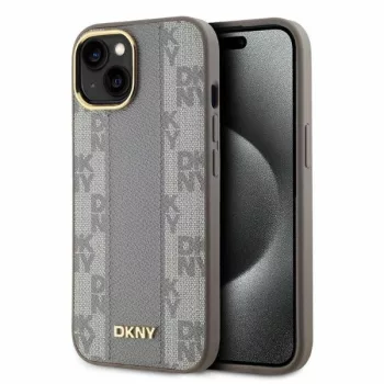   DKNY Leather Checketok, Red Mono Pattern MagSafe DKHMP15SPCPVSLE iPhone 15 6.1" tok, bézs