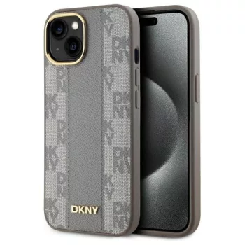   DKNY Leather Checketok, Red Mono Pattern MagSafe DKHMP15MPCPVSLE iPhone 15 Plus 6.7" tok, bézs