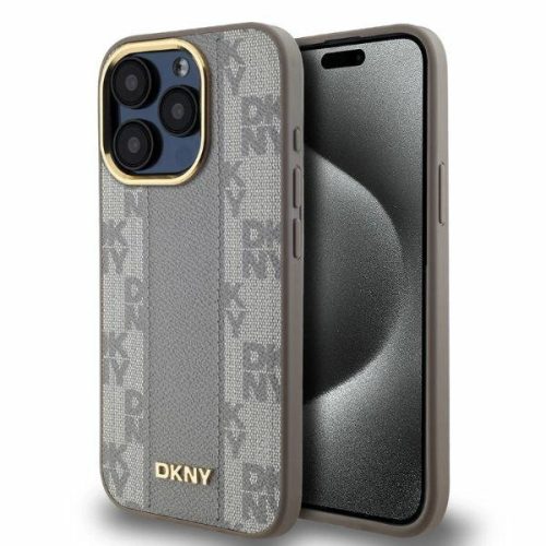 DKNY Leather Checketok, Red Mono Pattern MagSafe DKHMP15XPCPVSLE iPhone 15 Pro Max 6.7" tok, bézs