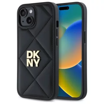  DKNY DKHCP14SPQDSLK iPhone 14 6.1" Quilted Stack Logo tok, fekete