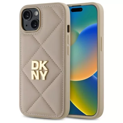 DKNY DKHCP14SPQDSLE iPhone 14 6.1" Quilted Stack Logo tok, bézs