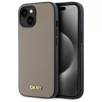   DKNY Leather Checketok, Red Mono Pattern MagSafe DKHMP15SPGHLME iPhone 15 6.1" tok, bézs