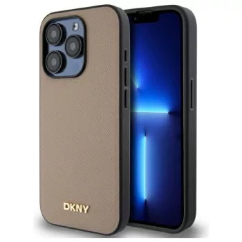   DKNY Grained Metal Logo MagSafe DKHMP15LPGHLME iPhone 15 Pro 6.1" tok, bézs