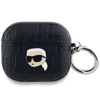   Karl Lagerfeld KLA3PGKIPK AirPods 3 cover tok, fekete Monogram Karl Head tok, fekete