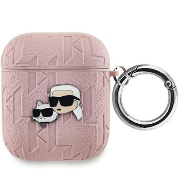   Karl Lagerfeld KLA2PGKCPP AirPods 1/2 cover Monogram Karl & Choupette Head tok, rózsaszín