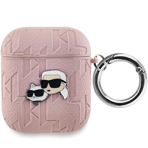Karl Lagerfeld KLA2PGKCPP AirPods 1/2 cover Monogram Karl & Choupette Head tok, rózsaszín