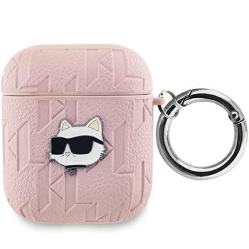   Karl Lagerfeld KLA2PGCHPP AirPods 1/2 cover Monogram Choupette Head tok, rózsaszín