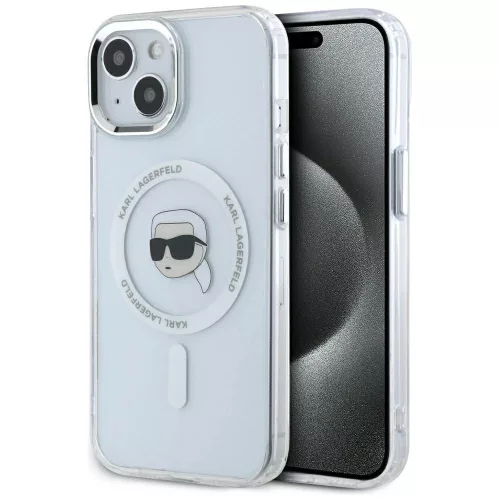 KARL LAGERFELD case IPHONE 15 MagSafe KLHMP15SHLSKIH (IML Metal K Head) tok, fehér