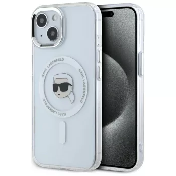   KARL LAGERFELD case IPHONE 15 Plus MagSafe KLHMP15MHLSKIH (IML Metal K Head) tok, fehér