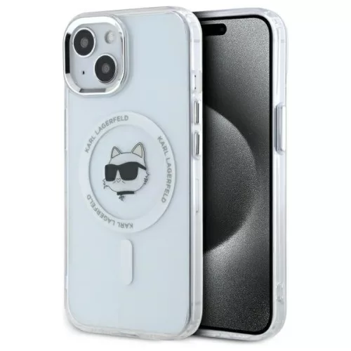 Karl Lagerfeld KLHMP15MHLSCHH iPhone 15 Plus 6.7" IML Metal Choupette Head MagSafe tok, fehér