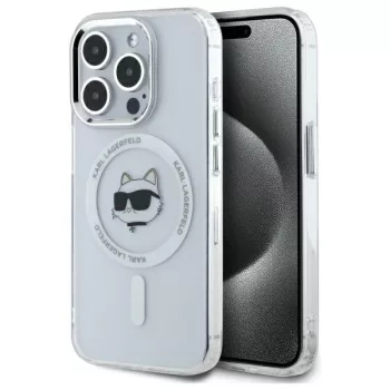   Karl Lagerfeld KLHMP15LHLSCHH iPhone 15 Pro 6.1" IML Metal Choupette Head MagSafe tok, fehér