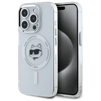   Karl Lagerfeld KLHMP15XHLSCHH iPhone 15 Pro Max 6.7" IML Metal Choupette Head MagSafe tok, fehér