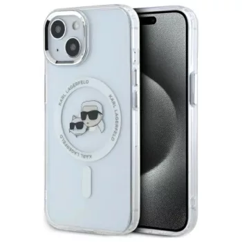   Karl Lagerfeld KLHMP14SHLSKCH iPhone 14 6.1" IML Metal Karl&Choupette Head MagSafe tok, fehér