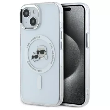   Karl Lagerfeld KLHMP15SHLSKCH iPhone 15 6.1" IML Metal Choupette Head MagSafe tok, fehér