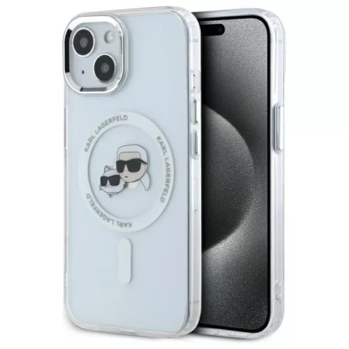 Karl Lagerfeld KLHMP15SHLSKCH iPhone 15 6.1" IML Metal Choupette Head MagSafe tok, fehér