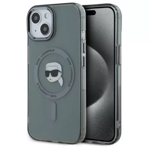 Karl Lagerfeld KLHMP15SHLSKIK iPhone 15 6.1" IML Metal Karl Head MagSafe tok, fekete