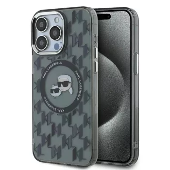   Karl Lagerfeld KLHMP15LHMCKMHK iPhone 15 Pro 6.1" IML Monogram Karl&Choupette Head MagSafe tok, fekete