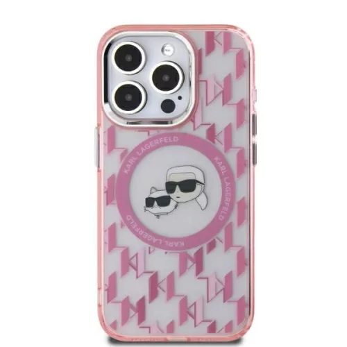 Karl Lagerfeld KLHMP15SHMCKMHP iPhone 15 6.1" IML Monogram Karl&Choupette Head MagSafe tok, rózsaszín
