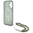 Guess GUHMP16SHGCRELSA iPhone 16 6.1" IML Glitter Pearl Strap MagSafe tok, zöld